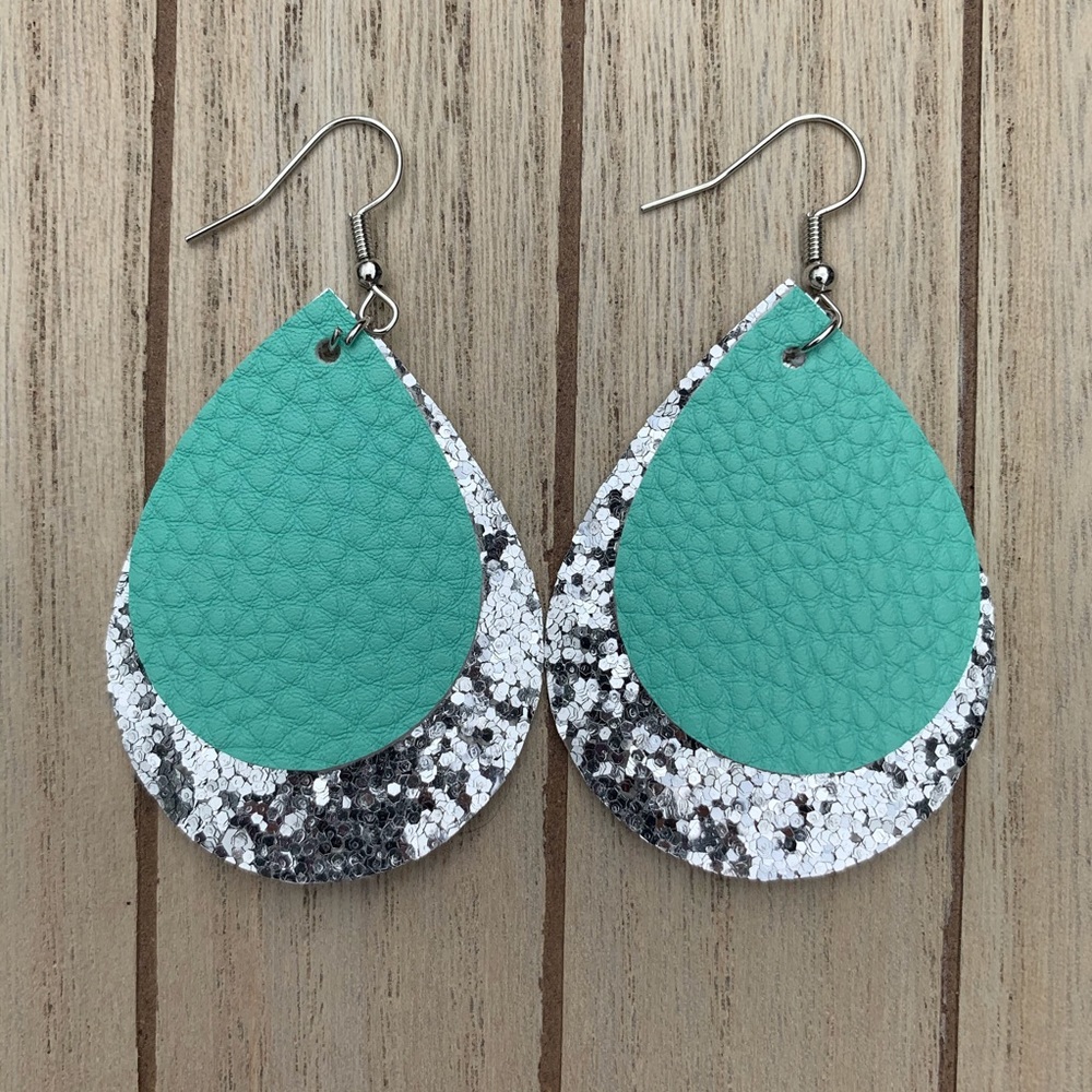 New! | Handmade Faux Leather Earrings Double